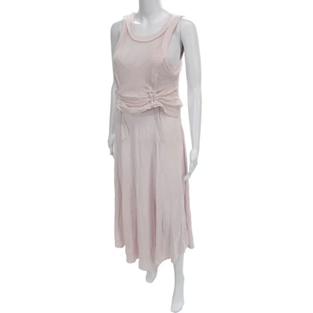 Anthropologie Women Tank Dress Pink Scoop Neck Sleeveless Long Cotton Size M